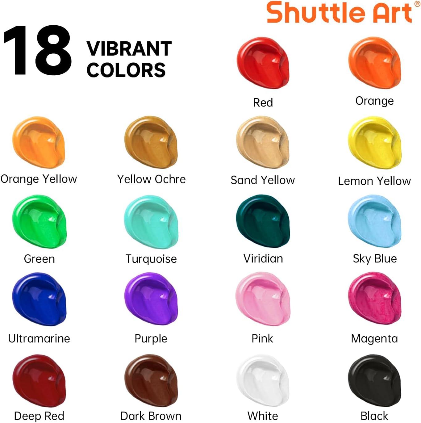 image:imageShuttle Art Stretched Canvas and Acrylic Paint Bundle Art Painting Supplies Set for 18 Colors Acrylic Paint Bottles 240ml812oz amp 15 Pack Painting Canvas 4x45x7 8x10 9x12 11x14