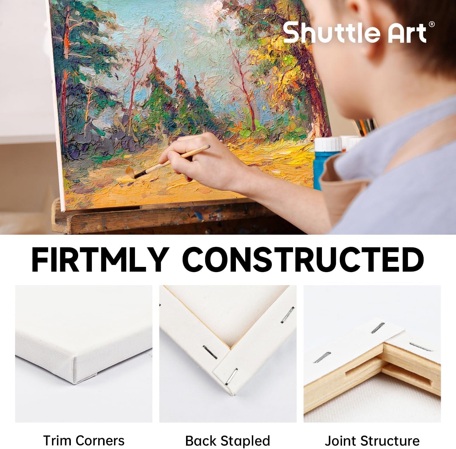 image:imageShuttle Art Stretched Canvas and Acrylic Paint Bundle Art Painting Supplies Set for 18 Colors Acrylic Paint Bottles 240ml812oz amp 15 Pack Painting Canvas 4x45x7 8x10 9x12 11x14