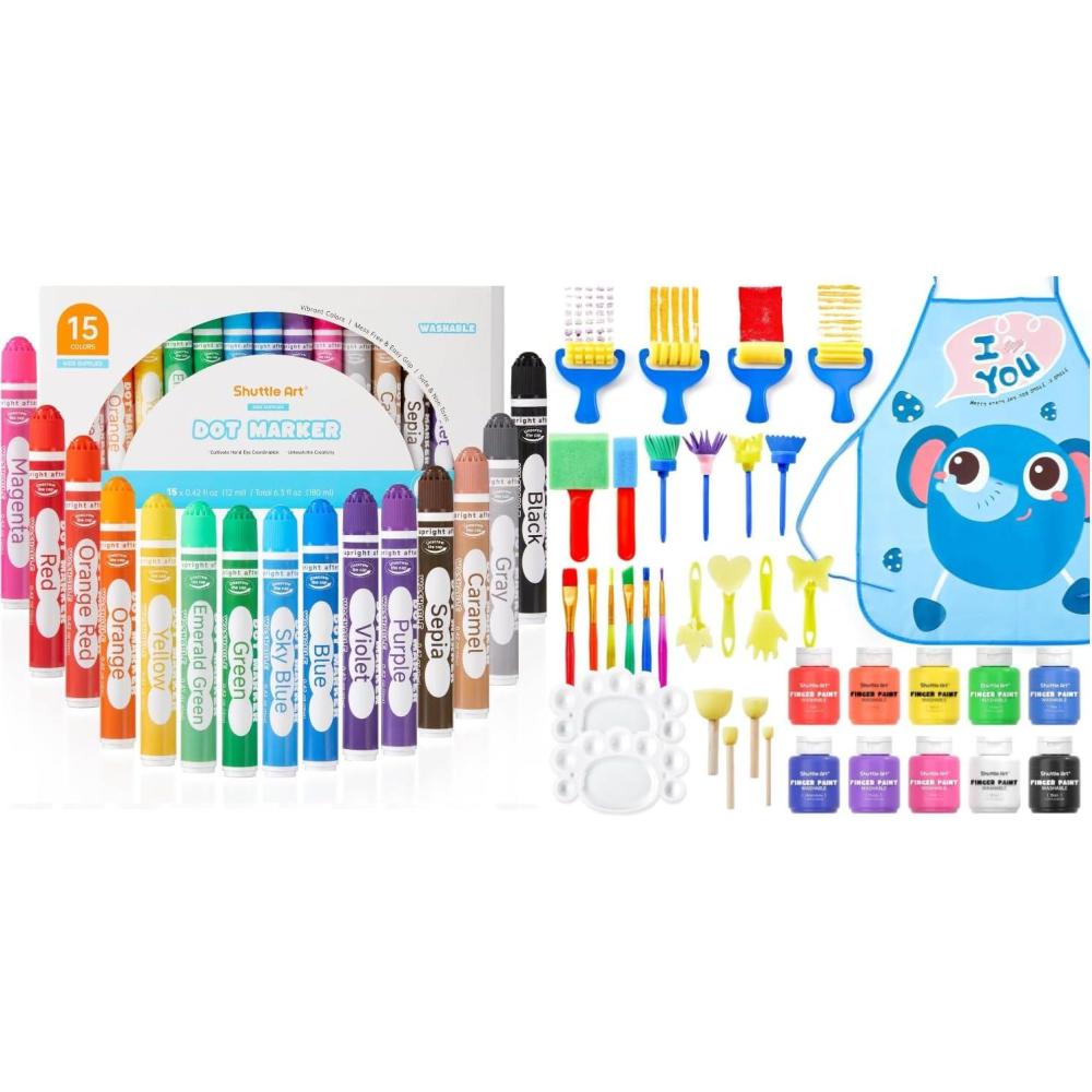 image:imageShuttle Art Dot Markers 15 Colors Washable Markers 33 Pack Non Toxic Kids Painting Set with 10 Colors