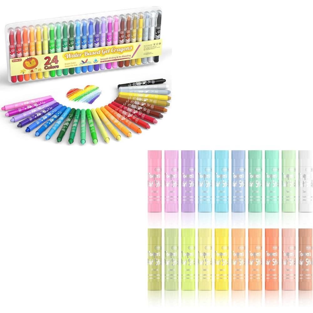 image:imageShuttle Art Paint Stick Bundle  20 Pastel Colors Tempera Paint Sticks  24 Colors Gel Crayons