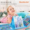 Shuttle Art 335 Piece Kids Art Set Paint with Water Coloring Book for Kids, 25 Sea World Themed Pages with 2 Brushes
