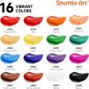 Shuttle Art Acrylic Paint Set and Wood Slices Kit Bundle, Set of 16 Colors Acrylic Paint Set with 3 paint brushes + 70 PCS Wood Slices Kit