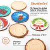 Shuttle Art Acrylic Paint Set and Wood Slices Kit Bundle, Set of 16 Colors Acrylic Paint Set with 3 paint brushes + 70 PCS Wood Slices Kit