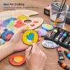 Shuttle Art Acrylic Paint Set and Wood Slices Kit Bundle, Set of 30 Colors Acrylic Paint Set with 3 paint brushes + 70 PCS Wood Slices Kit