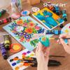 Shuttle Art Acrylic Paint Set and Wood Slices Kit Bundle, Set of 30 Colors Acrylic Paint with 3 paint brushes + 70 PCS Wood Slices Kit