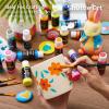 Shuttle Art Acrylic Painting and Paint Organizer Bundle, 100 Colors Acrylic Paint Set (2oz/60ml) with 2 Sets of 12 Paint Brushes, 1 Art Sponge & Palette and 7-Layer Clear Paint Organizer