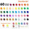 Shuttle Art Acrylic Painting and Paint Organizer Bundle, 60 Colors Acrylic Paint Set with Extra White, Black & 12 Brushes (2oz/60ml) and 7-Layer Clear Paint Organizer