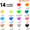 Shuttle Art Dot Markers, 14 Colors Bingo Daubers with 135 Unique Patterns Tempera Paint Sticks, 32 Colors Solid Tempera Paint for Kids
