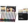 Shuttle Art Acrylic Paint Set and Paint Brush Set Bundle, 80 Colors Acrylic Paint Set and 12 PCS Paint Brush Set with Case