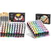 Shuttle Art Acrylic Painting and Paint Organizer Bundle, 60 Colors Acrylic Paint Set with Extra White, Black & 12 Brushes (2oz/60ml) and 7-Layer Clear Paint Organizer