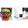 Shuttle Art Canvas Panels and Acrylic Paint Bundle, Art Painting Supplies Set for 18 Colors Acrylic Paint Bottles (240ml/8.12oz) & 50 Pack Canvas Painting Kit with Paint Brushes Palette Painting Knive