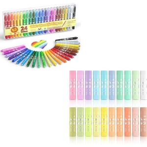 Shuttle Art Paint Stick Bundle – 20 Pastel Colors Tempera Paint Sticks + 24 Colors Gel Crayons