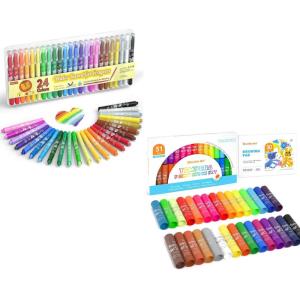 Shuttle Art Paint Stick Bundle – 30 Colors Tempera Paint Sticks + 24 Colors Gel Crayons