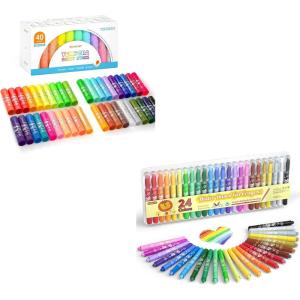Shuttle Art Paint Stick Bundle – 40 Colors Tempera Paint Sticks + 24 Colors Gel Crayons