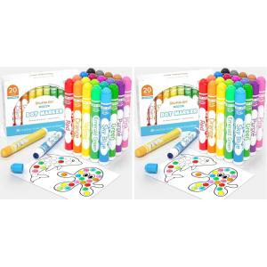 Shuttle Art Dot Markers, 20 Colors Washable Markers for Toddlers,Bingo Daubers Supplies Kids Preschool Children, Non Toxic Water-Based (Pack of 2)