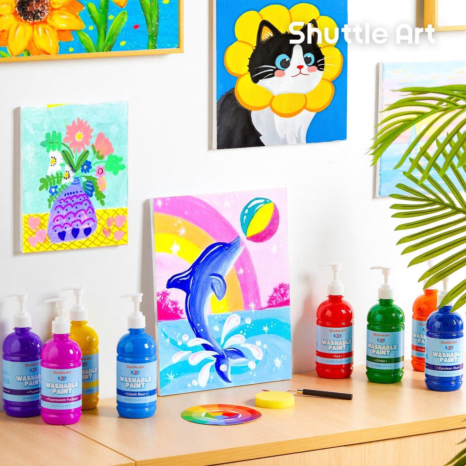 image:imageShuttle Art 14 Colors Washable Paint for Kids 16 oz Bulk Tempera Paint with Pump NonToxic Kids Washable Paint for Art and Crafts Home amp School Must Haves14 Colors