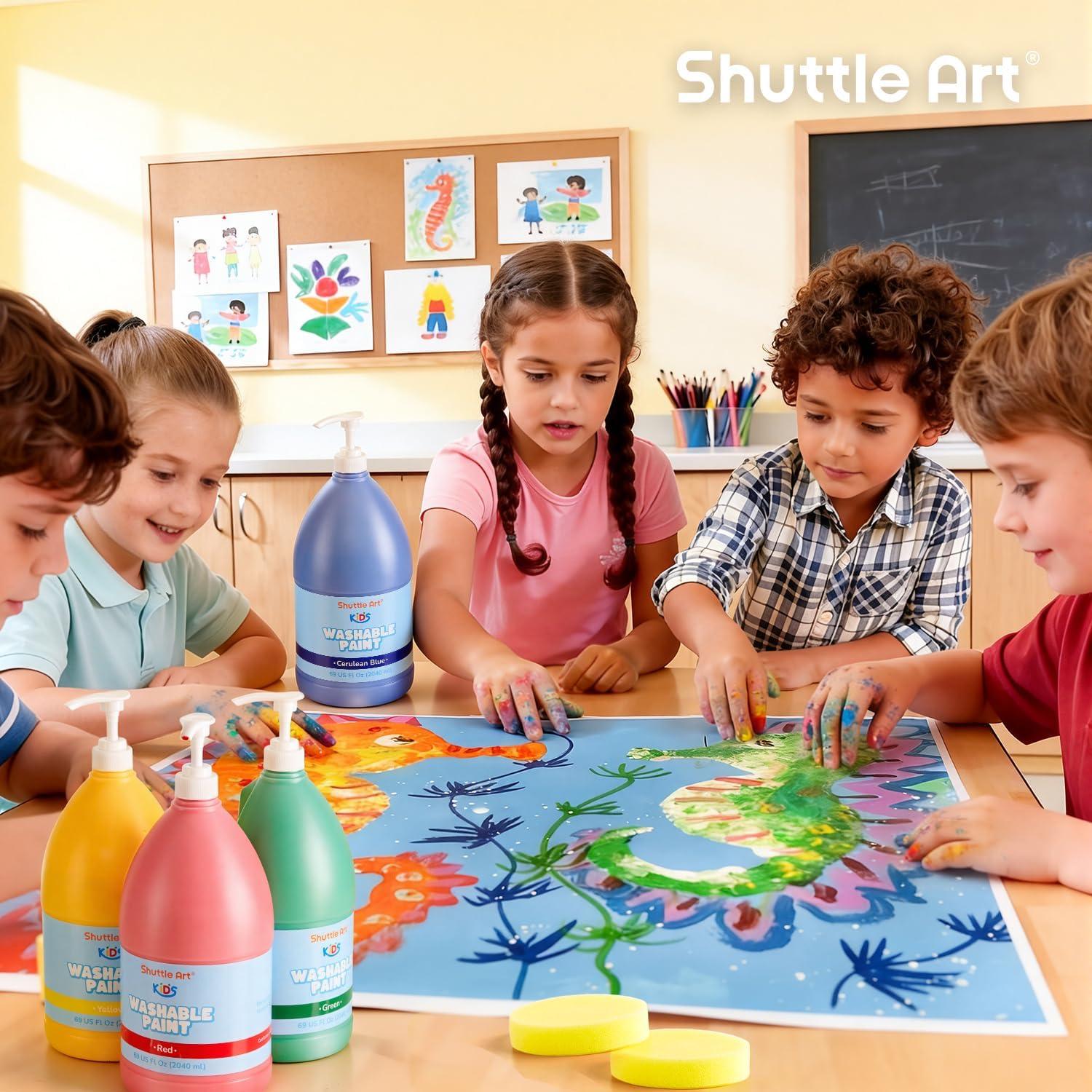 image:imageShuttle Art 14 Colors Washable Paint for Kids 16 oz Bulk Tempera Paint with Pump NonToxic Kids Washable Paint for Art and Crafts Home amp School Must Haves6 Colors