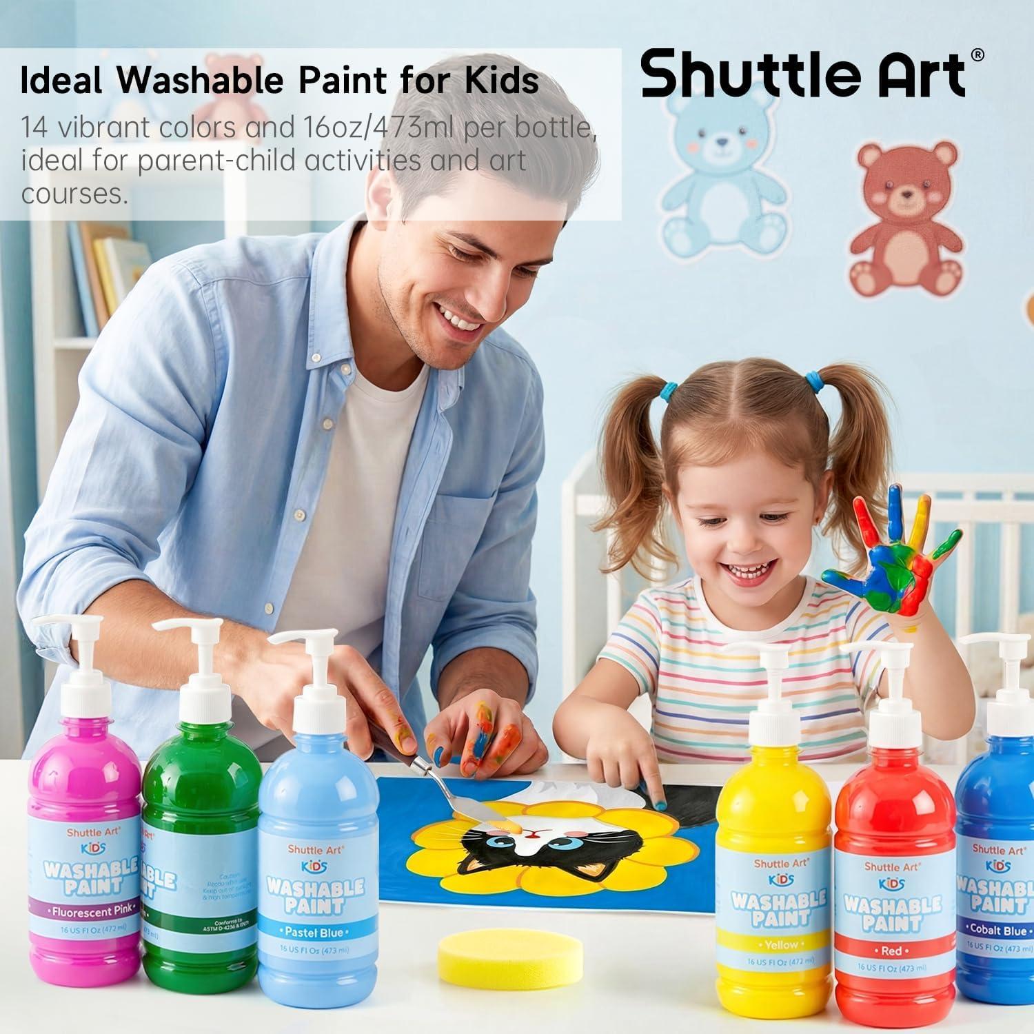image:imageShuttle Art 14 Colors Washable Paint for Kids 16 oz Bulk Tempera Paint with Pump NonToxic Kids Washable Paint for Art and Crafts Home amp School Must Haves14 Colors