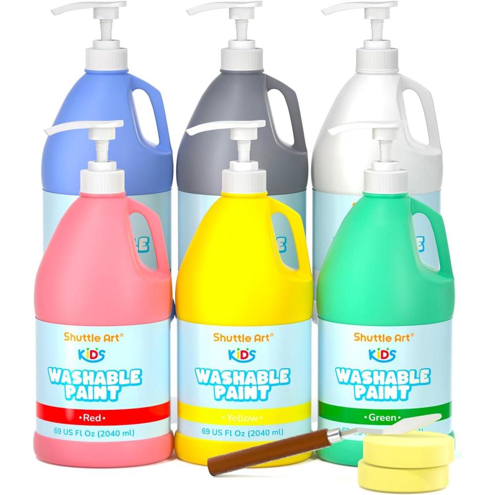 image:imageShuttle Art 14 Colors Washable Paint for Kids 16 oz Bulk Tempera Paint with Pump NonToxic Kids Washable Paint for Art and Crafts Home amp School Must Haves6 Colors