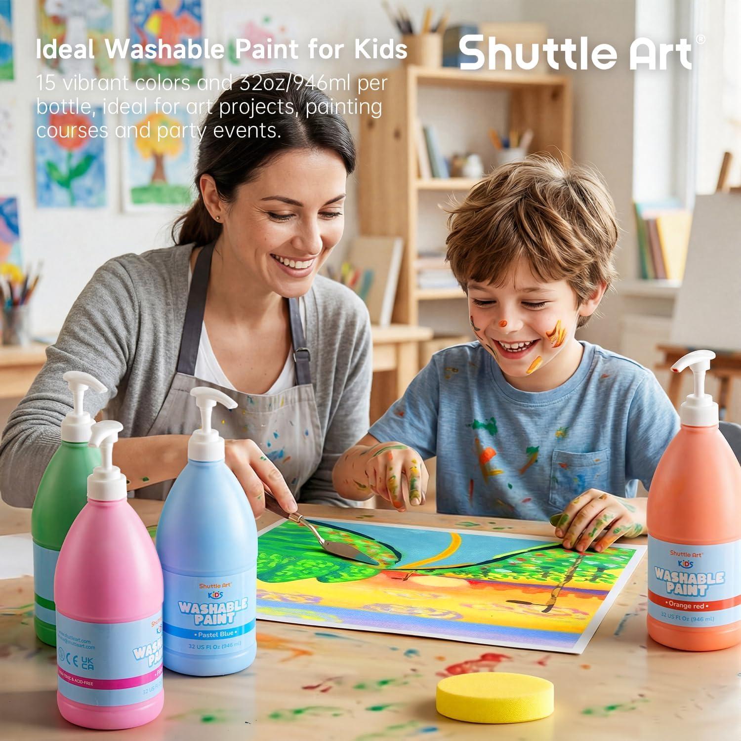 image:imageShuttle Art 20 Colors Washable Paint for Kids 845 oz Bulk Tempera Paint NonToxic Kids Washable Paint for Art and Crafts School amp Home Must Haves15 Colors