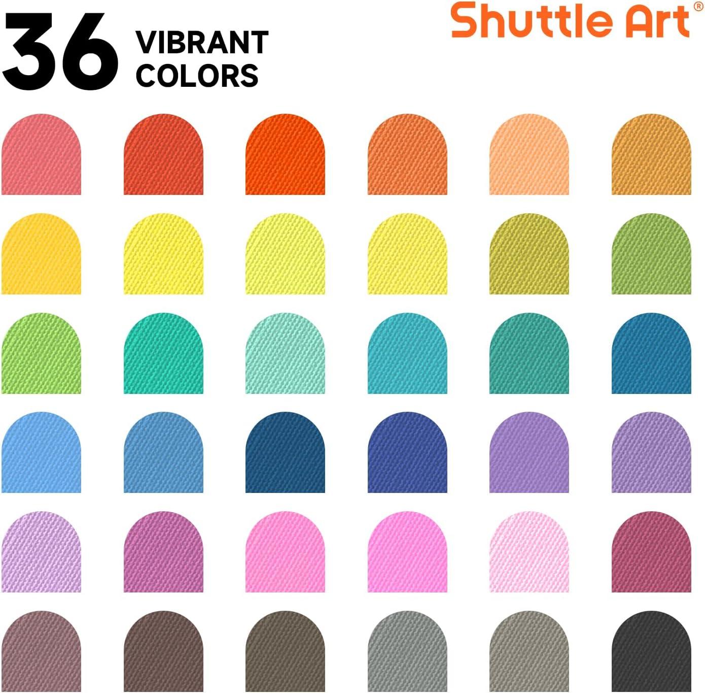 image:imageShuttle Art 36 Colors Fabric Markers Permanent Shirt Markers for Clothes Sneakers Jeans with 11 Stencils 1 Fabric Sheet Fabric Pens for Kids Adult Painting Writing Pack of 2