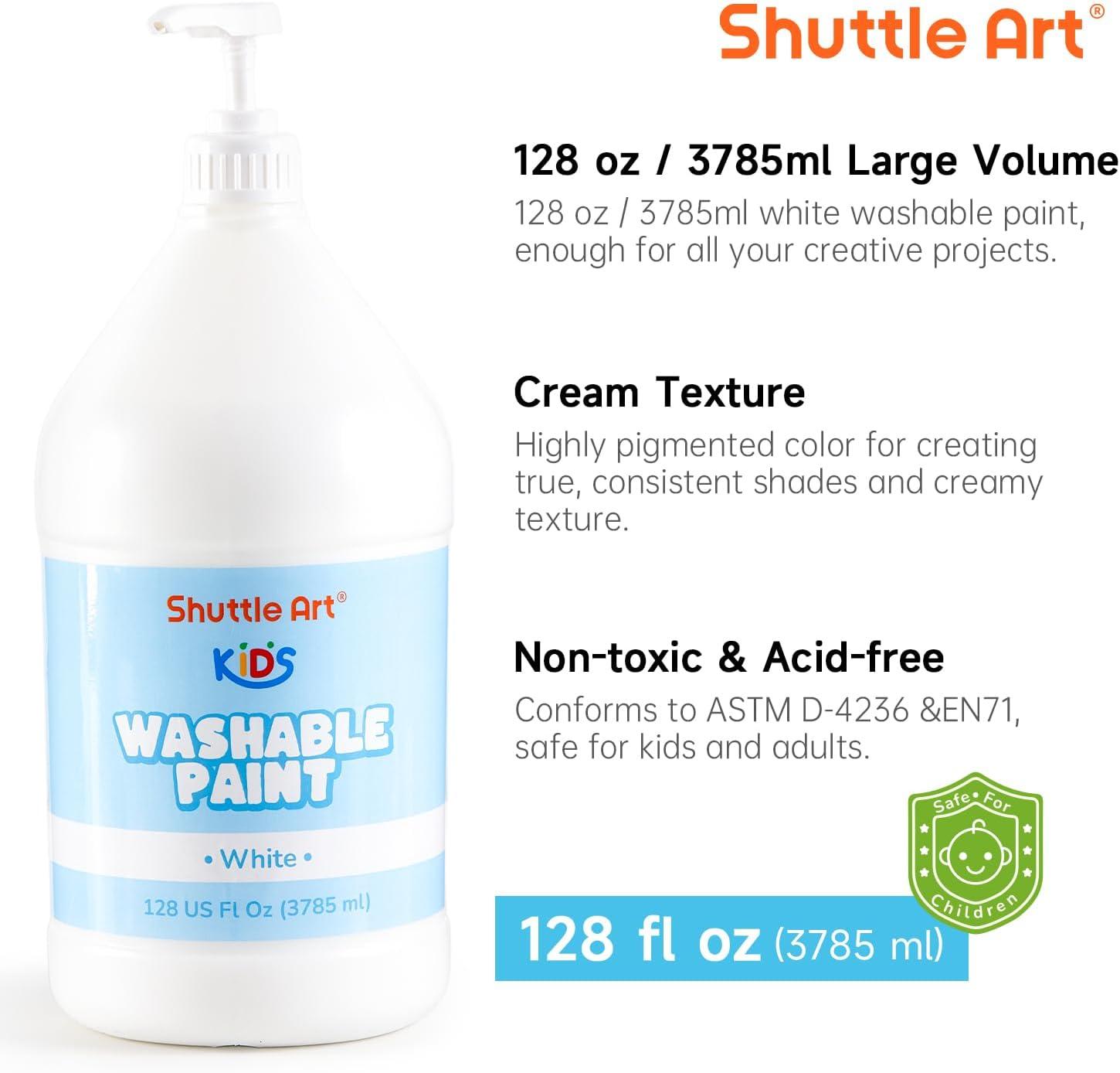 image:imageShuttle Art Washable Paint for Kids 128 oz Bulk Tempera Paint with Pump White Paint NonToxic Kids Washable Paint for Art and Crafts Classroom amp School Must Haves