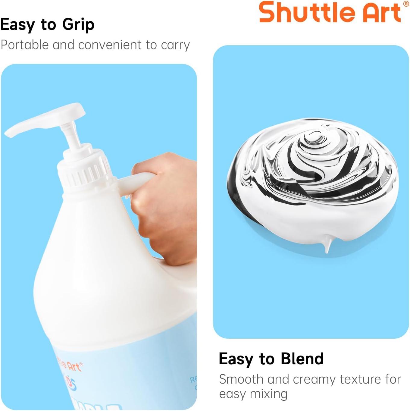 image:imageShuttle Art Washable Paint for Kids 128 oz Bulk Tempera Paint with Pump White Paint NonToxic Kids Washable Paint for Art and Crafts Classroom amp School Must Haves