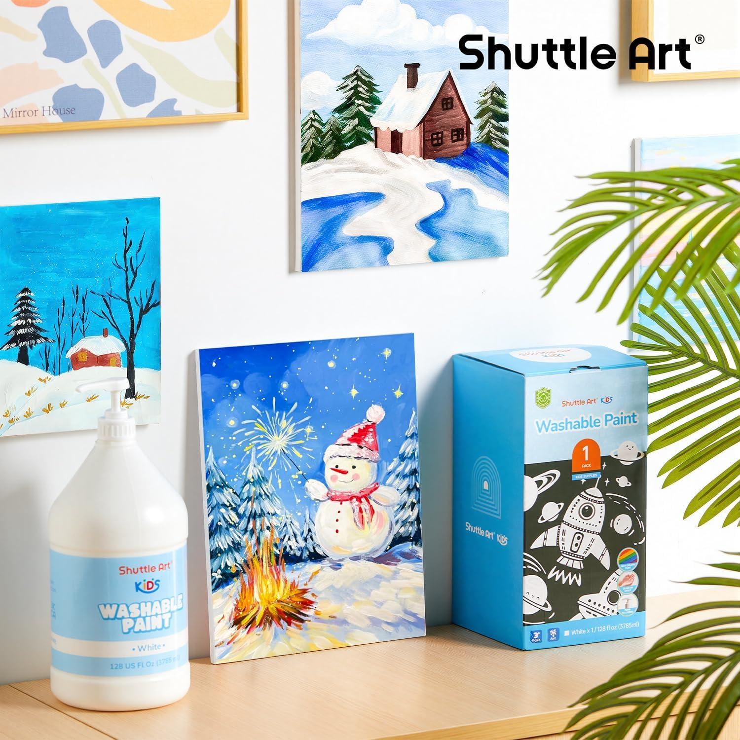 image:imageShuttle Art Washable Paint for Kids 128 oz Bulk Tempera Paint with Pump White Paint NonToxic Kids Washable Paint for Art and Crafts Classroom amp School Must Haves