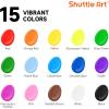 Shuttle Art 20 Colors Washable Paint for Kids, 8.45 oz Bulk Tempera Paint, Non-Toxic Kids Washable Paint for Art and Crafts, School & Home Must Haves(15 Colors)