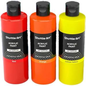 Shuttle Art 3 Colors Metallic Acrylic Paint 8.45 oz Bottle