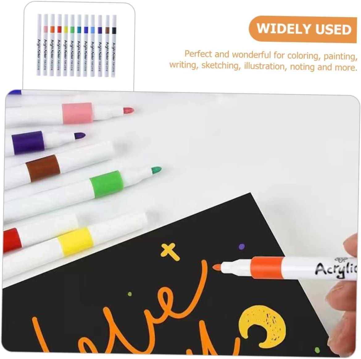 image:imageSHUTTLE ART 12pcs Acrylic Marker Pens DIY Craft Making Supplies Large Capacity Paint Marker For Rock Painting Ceramic Wood Canvas Plastic Glass Card Making DIY Crafts Art Supplies12pcs Acrylic Marker Pens