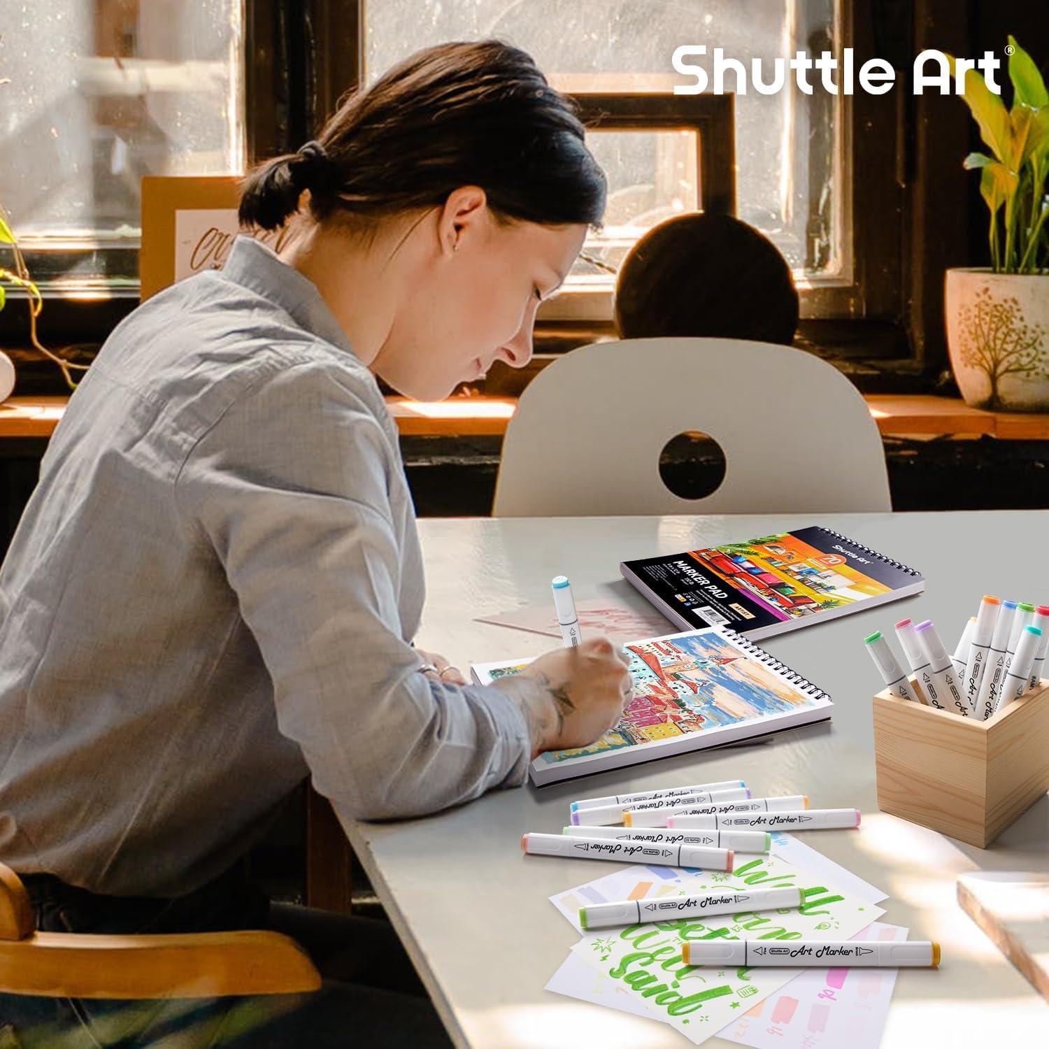 image:imageShuttle Art Marker Pad 89x83 Portable Sketchbook 40 Sheets Marker Drawing Paper 110LB180GSM Smooth Surface Bleedproof Art Paper SpiralBound Great for Beginners to Draw Paint amp Sketch12x9 inch