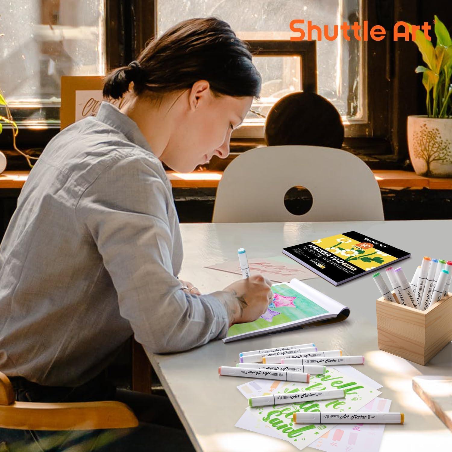 image:imageShuttle Art Marker Pad 89x83 Portable Sketchbook 40 Sheets Marker Drawing Paper 110LB180GSM Smooth Surface Bleedproof Art Paper SpiralBound Great for Beginners to Draw Paint amp Sketch83x767 inch