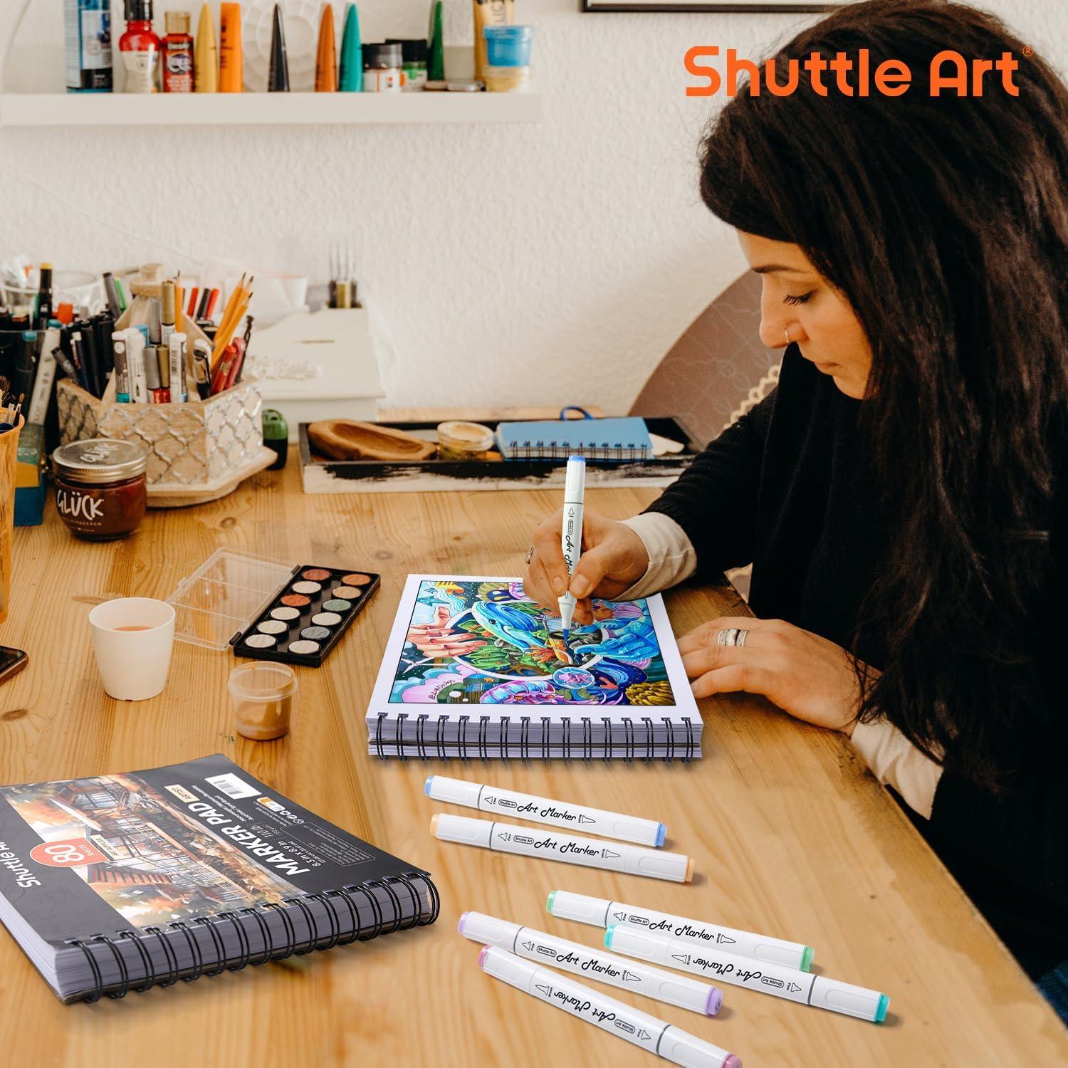 image:imageShuttle Art Marker Pad 89x83 Portable Sketchbook 40 Sheets Marker Drawing Paper 110LB180GSM Smooth Surface Bleedproof Art Paper SpiralBound Great for Beginners to Draw Paint amp Sketch83x89 inch