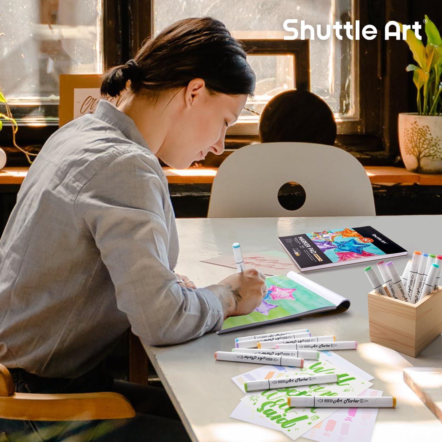 image:imageShuttle Art Marker Pad 89x83 Portable Sketchbook 40 Sheets Marker Drawing Paper 110LB180GSM Smooth Surface Bleedproof Art Paper SpiralBound Great for Beginners to Draw Paint amp Sketch1169x827 inch
