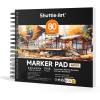 Shuttle Art Marker Pad, 8.9”x8.3” Portable Sketchbook, 40 Sheets Marker Drawing Paper, 110LB/180GSM Smooth Surface Bleedproof Art Paper, Spiral-Bound, Great for Beginners to Draw, Paint & Sketch(8.3×8.9 inch)