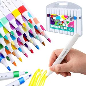 SHUTTLE ART 12pcs Acrylic Marker Pens, DIY Craft Making Supplies, Large Capacity Paint Marker For Rock Painting, Ceramic, Wood, Canvas, Plastic, Glass, Card Making, DIY Crafts, Art Supplies(12pcs Acrylic Marker Pens)