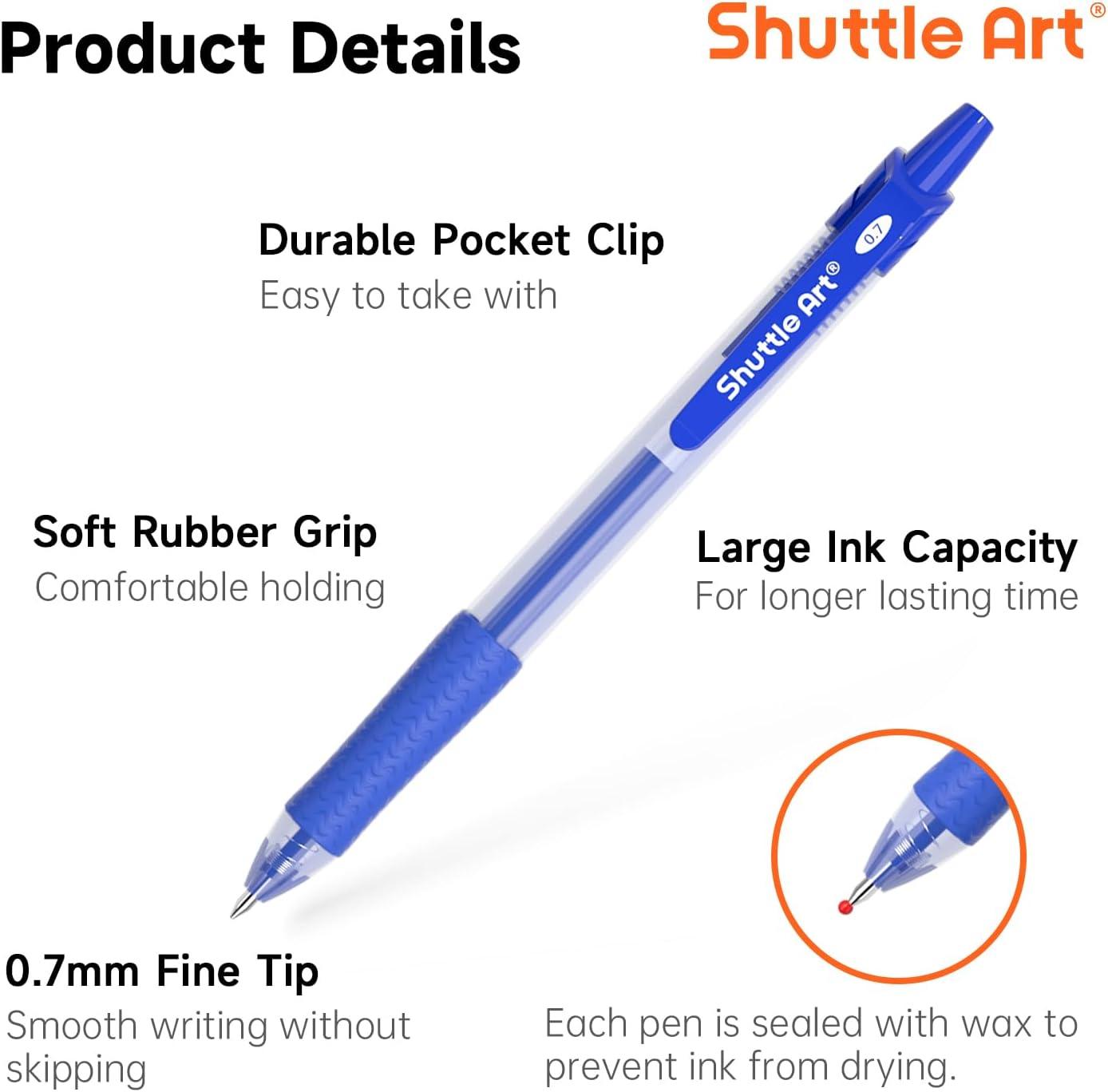 image:imageShuttle Art Gel Pens and Refills Bundle 20 Blue Retractable Gel Pens and 30 Pack Blue Retractable Gel Pen Refills 07mm Fine Point for Writing Journaling Taking Notes School Office Home