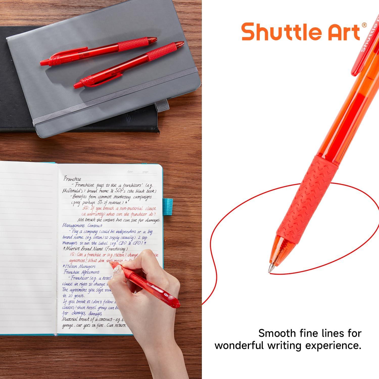 image:imageShuttle Art Gel Pens and Refills Bundle 40 Red Retractable Gel Pens and 30 Pack Red Retractable Gel Pen Refills 07mm Fine Point for Writing Journaling Taking Notes School Office Home