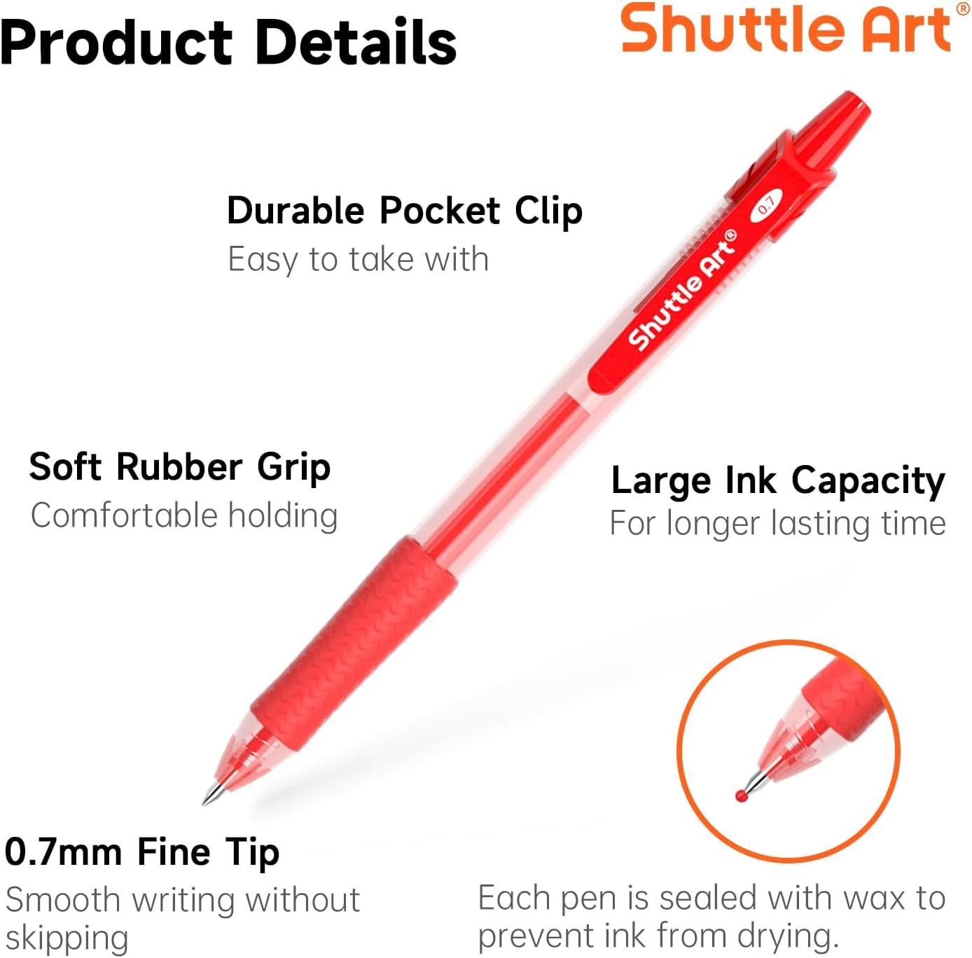 image:imageShuttle Art Gel Pens and Refills Bundle 40 Red Retractable Gel Pens and 30 Pack Red Retractable Gel Pen Refills 07mm Fine Point for Writing Journaling Taking Notes School Office Home