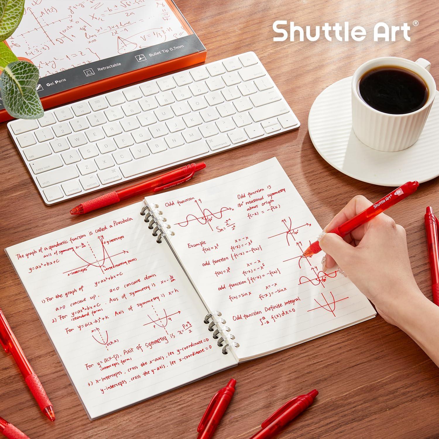 image:imageShuttle Art Gel Pens and Refills Bundle 40 Red Retractable Gel Pens and 30 Pack Red Retractable Gel Pen Refills 07mm Fine Point for Writing Journaling Taking Notes School Office Home