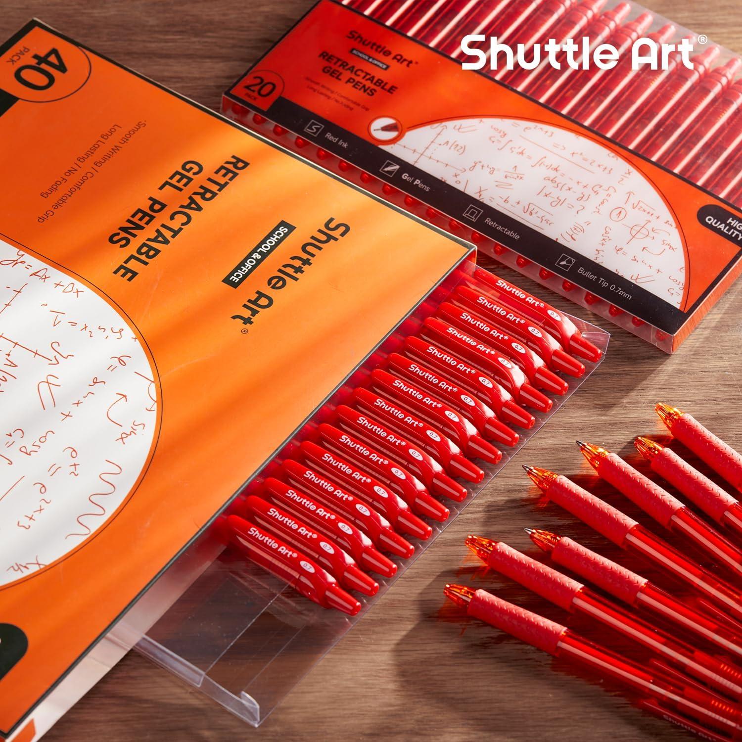 image:imageShuttle Art Gel Pens and Refills Bundle 40 Red Retractable Gel Pens and 30 Pack Red Retractable Gel Pen Refills 07mm Fine Point for Writing Journaling Taking Notes School Office Home