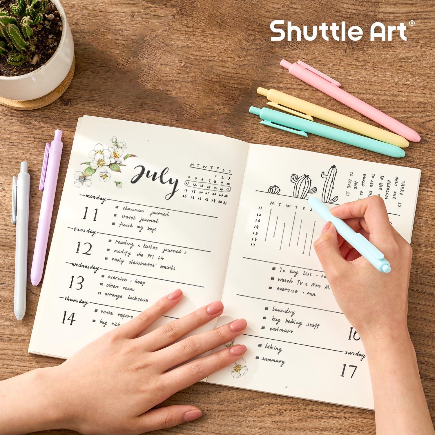 image:imageShuttle Art School amp Work Supplies Bundle 15 Pack Pastel Gel Ink Pens in black ink 05mm Tip 30 Pack Black Retractable Gel Pen Refills 07mm Point for Writing Journaling Taking Notes School Office