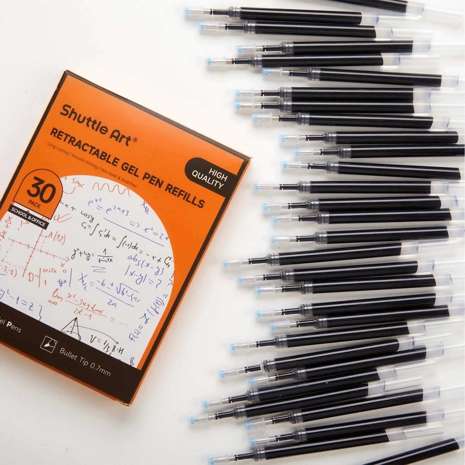 image:imageShuttle Art School amp Work Supplies Bundle 22 Pack Mild Gel Ink Pens in black ink 05mm Tip 30 Pack Black Retractable Gel Pen Refills 07mm for Writing Journaling Taking Notes School Office Home