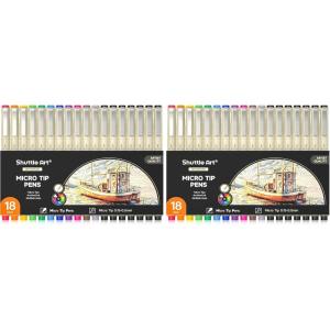 Shuttle Art 36-Pack Micro-line Pens – 11 Waterproof Archival Ink Colors in 0.3MM Felt Tip & 7 Blacks in 0.15-0.5MM For Journaling, Illustrating & Drawing(18 Count (Pack of 2))