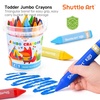 Shuttle Art Jumbo Crayons for Toddlers, 18 Colors Triangle Crayons with Coloring Sheets & PDF Pages, Non Toxic Washable for kids, Coloring Gifts & Mess-Free Art Supplies