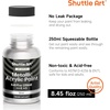 Shuttle Art Metallic Gold Acrylic Paint, 8.45 oz(250 ml) Gold Leaf Paint With Brush, Non Toxic, Non Fading Gold Paint for Crafts, Metal, Wood, Clay, Ceramic, Canvas, Furniture(Silver)