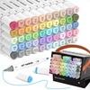 Shuttle Art Brush Tip Alcohol Markers, Dual Tip Brush & Fine Tip Art Marker Set, 24 Colors Marker Pens with Case Perfect for Illustration Kids Students Adults Coloring Sketching(51 Pastel Colors)
