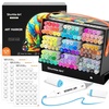 Shuttle Art Brush Tip Alcohol Markers, Dual Tip Brush & Fine Tip Art Marker Set, 24 Colors Marker Pens with Case Perfect for Illustration Kids Students Adults Coloring Sketching(121 Colors)