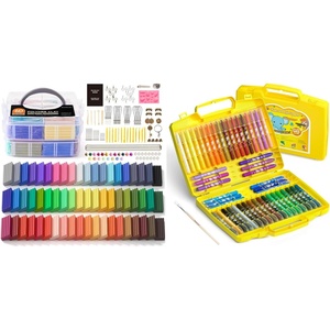 Shuttle Art Polymer Clay Kit, 60 Colors, Soft Oven Clay Kit + Shuttle Art 48 Colors Gel Crayons for Toddlers